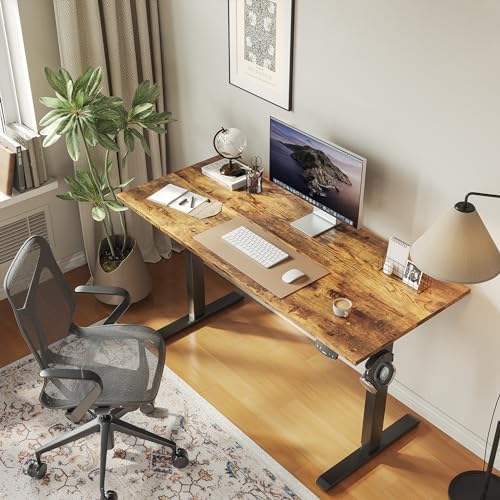 Agilestic 63*24 Inch Height Adjustable Electric Standing Desk, Rustic Brown