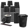 Lamosi 50 Pack 10 oz Coffee Cups with Lids, Disposable To Go Paper Cups