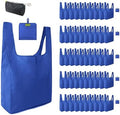 BeeGreen Reusable Grocery Bags Blue Kitchen Bags Bulk Foldable-Machine Washable with Zipper Storage Pouch 50 Packs