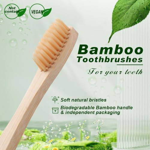 Sieral 12 Pcs Bamboo Toothbrushes Bulk, Soft Bristle Bamboo Toothbrush