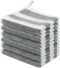 Microfiber Facial Cloths Fast Drying Washcloth 12x12inch Stripes 6 pack