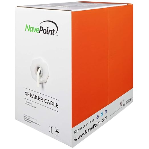 NavePoint 250ft in Wall Audio Speaker Cable Wire CL2 14/4 AWG Gauge 4 Conductor