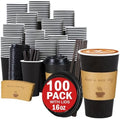 Lamosi 100 Pack 16 oz Coffee Cups, Disposable To Go Paper Cups with Lid