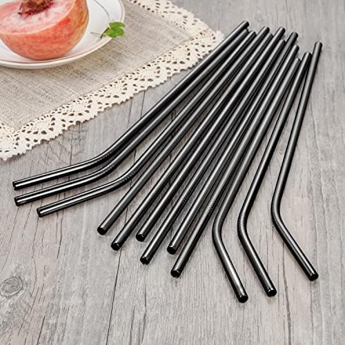 20 Pcs Black Reusable Stainless Steel Straws,10.5" & 8.5" Reusable Drinking Straws with 20 Silicone Tips 5 Straw Brushes 1 Travel Case,Eco Friendly Extra Long Metal Straw for 20 24 30 oz Tumbler
