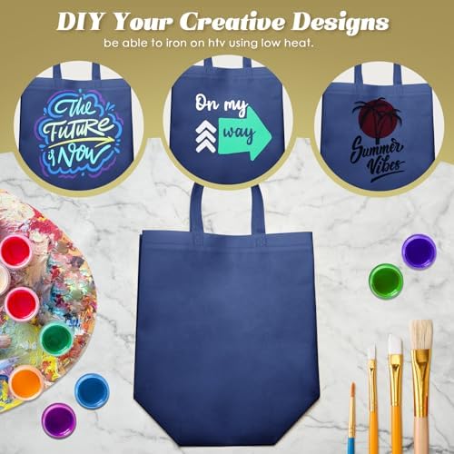 Reginary 100 PCS Non Woven Tote Bags Bulk,Navy Blue