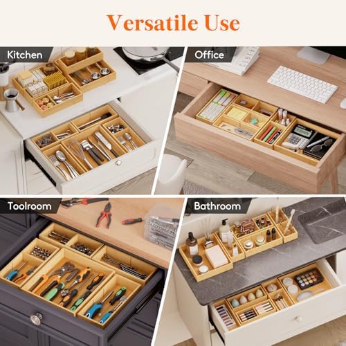Lifewit Drawer Organizer 15 Pack(33 Grid) with 18 Inserts