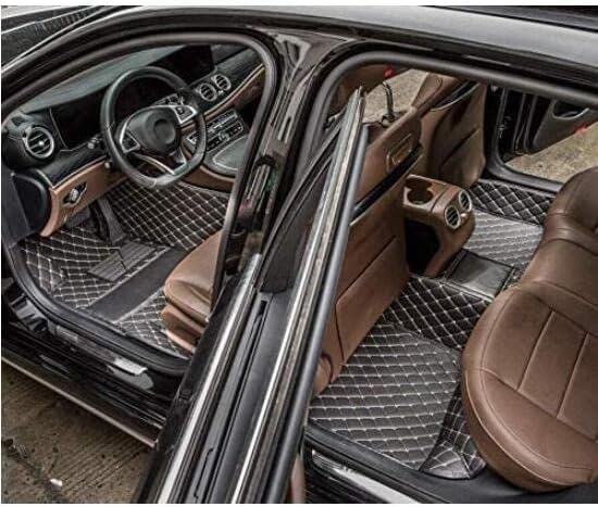 Custom Car Floor Mat Compatible with 97% Car Models Luxury Leather All Weather Waterproof Anti-Skid Full Coverage Car Mats (Red with Black)