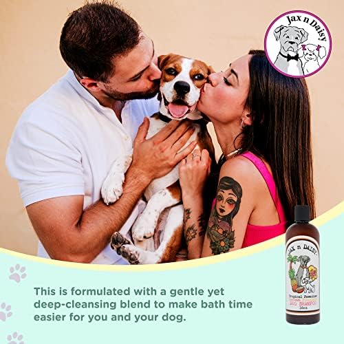 Jax n Daisy Tropical Pawadise Coconut Pineapple Dog Shampoo pet Shampoo for Dogs Dog Shampoos Conditioners Made with Essential Oils Grooming kit Adult and Puppy 16 oz Bottle