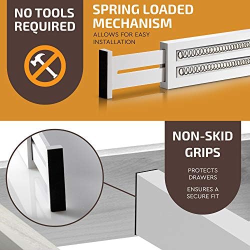 6-Pack Drawer Dividers 2.6-Inch High Dresser Organizer 16 to 22 Inch, White