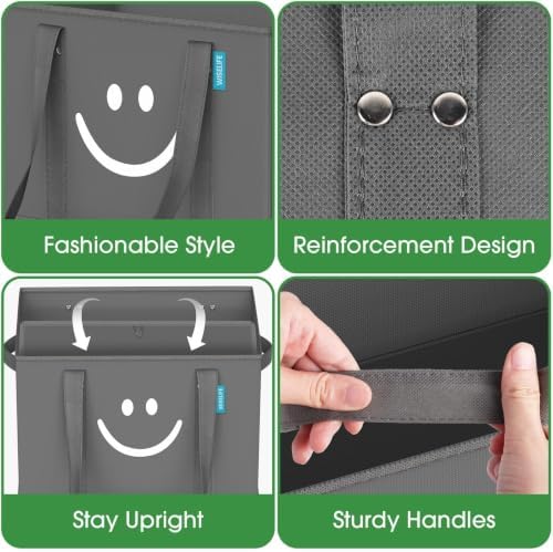 Reusable Grocery Bags 4 PCS, Sturdy Handles & Bottom to Stands Upright