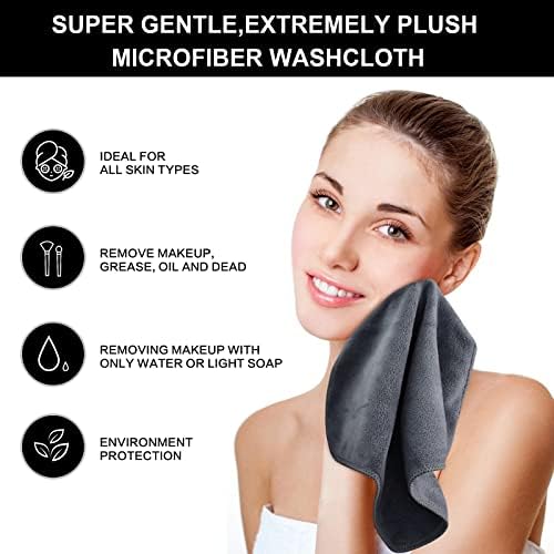 Microfiber Facial Cloths Fast Drying Washcloth 12inch x 12inch Grey 10 pack
