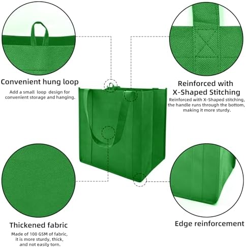 6 pack Reusable Grocery Bags,Thick Bottom-Shopping Bag for Groceries