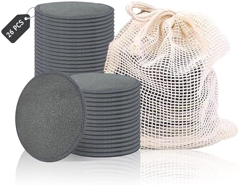 26 Pcs Reusable Cotton Rounds Bamboo Charcoal Makeup Remover Pads
