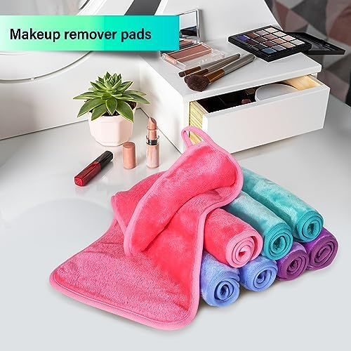 Nugilla Makeup Remover Cloths, 8 Packs Makeup Remover Towels Reusable Face Wash Cloth, Soft Microfiber Face Cloth for Women