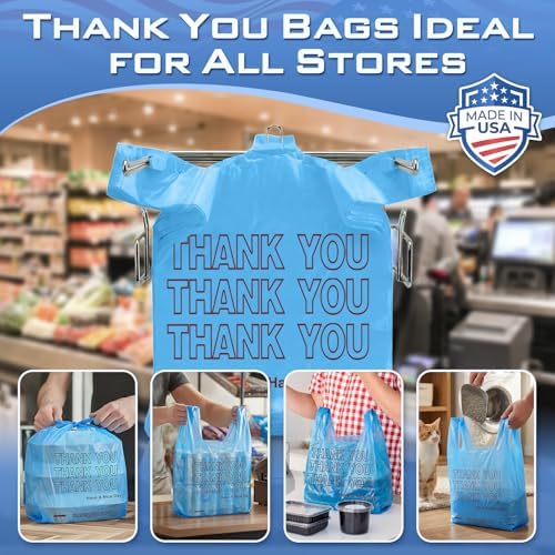 Fuxury 5000 (5K) Count Blue Plastic Thank You Shopping T-shirt Bags