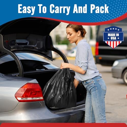 Fuxury 1000 Count Black Plastic Grocery Shopping T-shirt Bags with Handles
