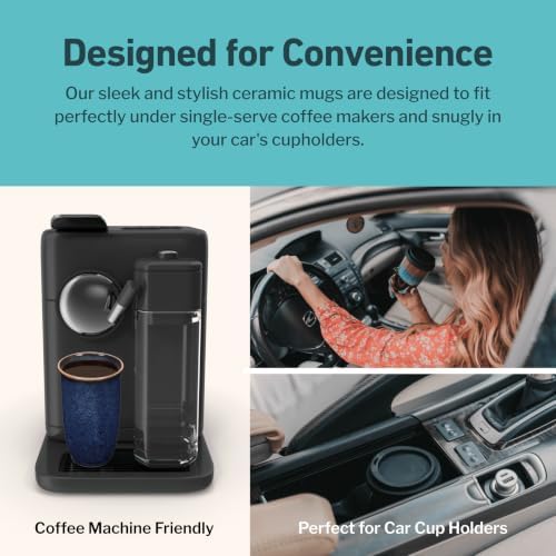 NOVA CERAMICS Coffee Tumbler – Travel Mug - On the Go Coffee Mug – Microwave & Dishwasher Safe Green Coffee Tumbler - Gifts For Women Men Him Her – 16oz – Abyss