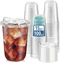 Homestockplus 15 oz Clear Plastic Cups with Lids (100 Pack) - Strawless Sip Lids, Leak-Proof & BPA-Free Iced Coffee Cups - Disposable Cold Drink Cups for Smoothies, Milkshake, Parties, Events