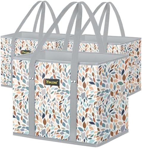 BALEINE 3PK Reusable Grocery Bags, Heavy Duty Shopping Tote Bag