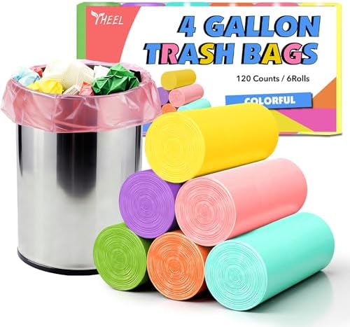 4 Gallon Small Trash Bags - Strong Leak-Resistant - 120 Count Color