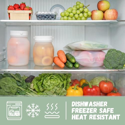 Silicone Food Storage Containers Set, Leak proof Pickling Canister Jars with Lid, Collapsible Reusable Kitchen Pantry Organization Canisters, Suitable for Pickling, Dishwasher Freezer Safe, 3 Pack