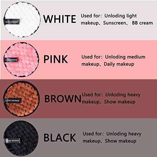 Reusable Soft Makeup Remover Pads for All Skin - 4 pack Microfiber Face Rounds Wipes Heavy Mascara Eye Shadow Facial Cleansing Puffs Foundation, Washable Removal Cloth, Chemical Free