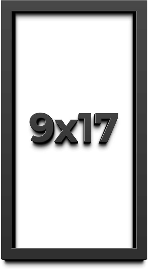 9x17 Shadow Box Frame Black | 1 Inch Deep Solid Wood Shadowbox Display Frame |