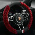 Cxtiy Plush Steering Wheel Cover for Women, Fluffy Soft Warm Winter Steering Wheel Grip for Car Interior Accessories (A-Burgundy)