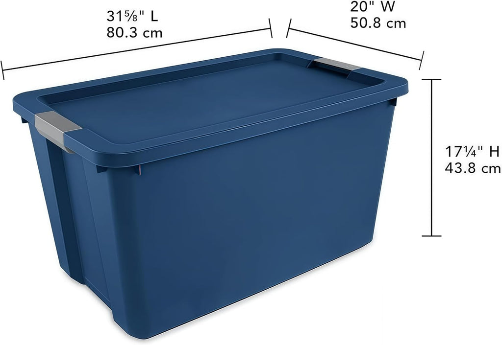 34 Gallon Heavy-Duty Wheeled Storage Bin with Lid – Large Rolling Plastic Container for Garage,Outdoor,Home & Organization Needs,Blue
