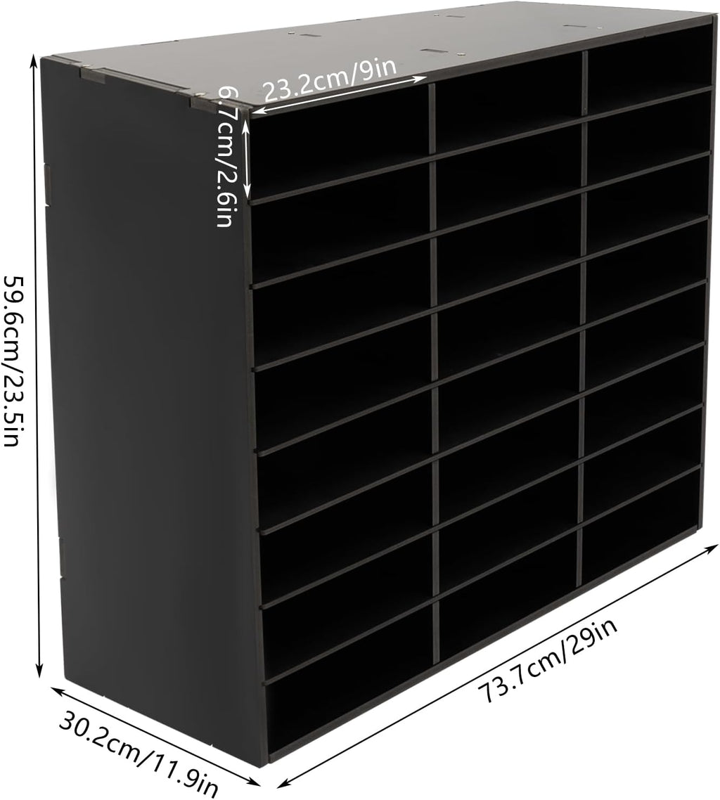 Mail Sorter Organizer, 24 Compartments Mailbox for Classroom, Desktop File Organizer with Adjustable Shelves, for Office Home Classroom, Black