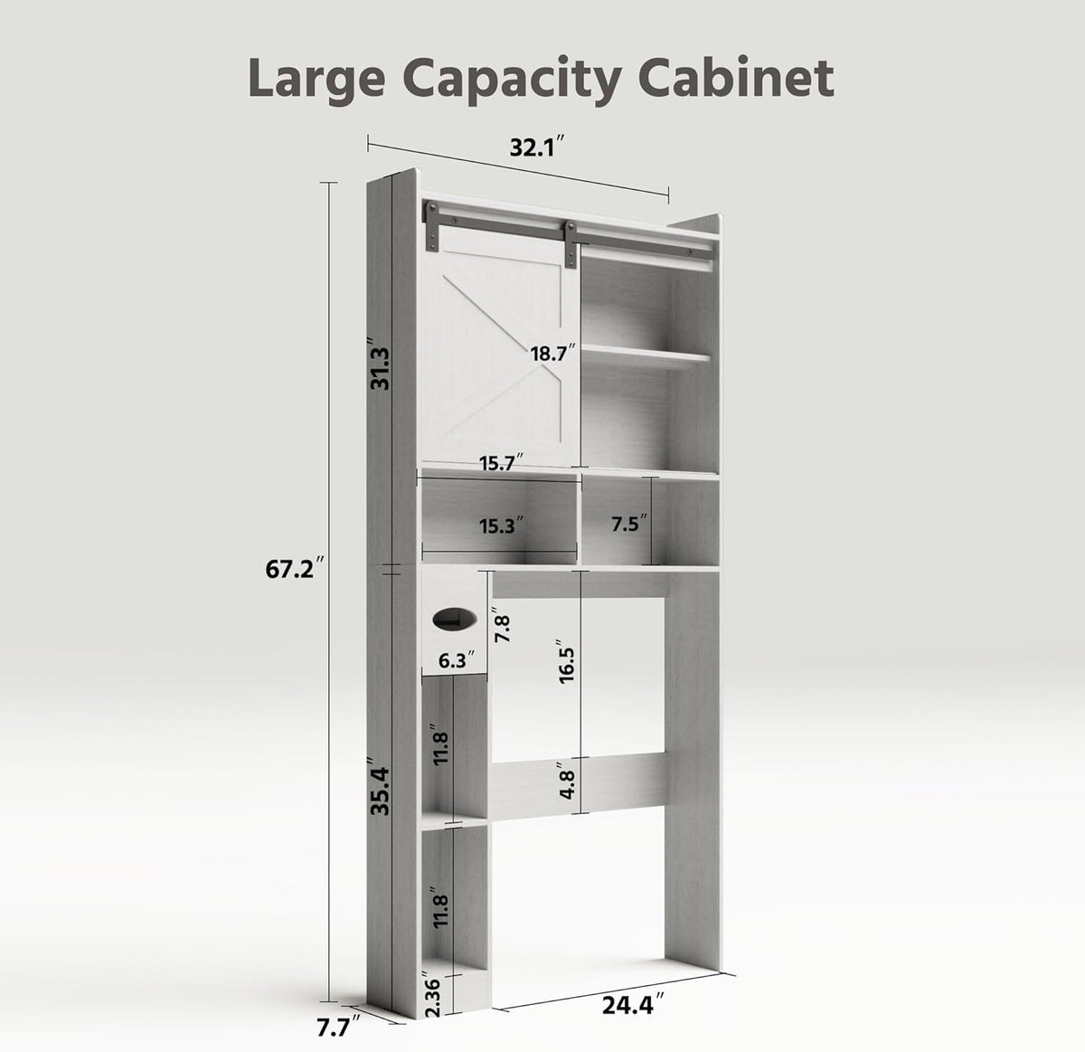 LAUSAINT HOME Over The Toilet Storage Cabinet, Bathroom Storage Cabinet Over Toilet with Anti-Tip Device, Space-Saving Toilet Shelf, for Laundry, Room, Bathroom