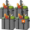 Reusable Grocery Bags 4 Pack, Foldable & Water Resistant Shopping Bags