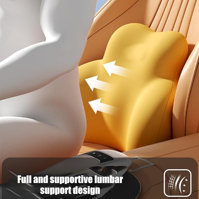 Car Lumbar Support Pillow for Volkswagen ID.2 EV 2025 Memory Foam Back Support Cushion Breathable Car Seat Lumbar Pad Accessories,Beige