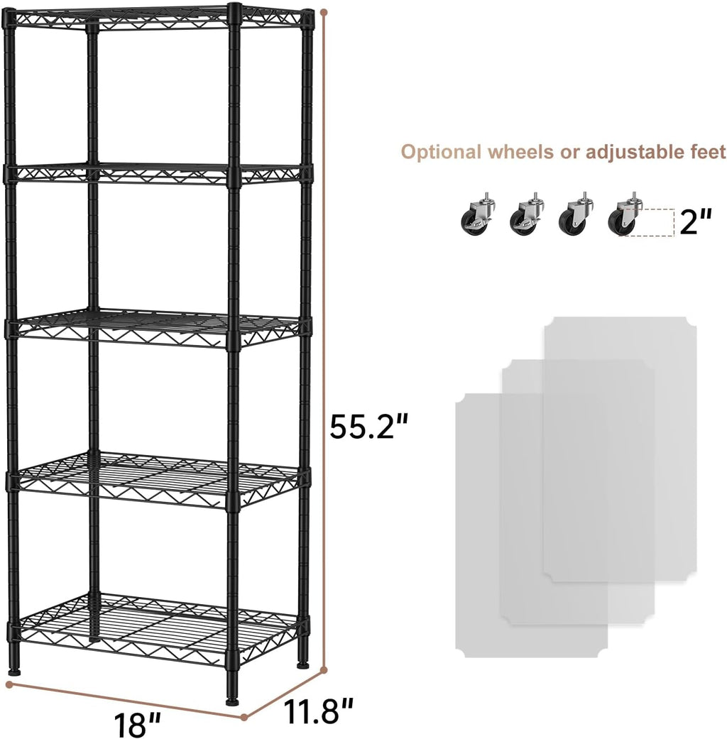 SINGAYE 5 Small Wire Shelves Kitchen Pantry Close Home Organizers and Storage Bathroom Shelf Laundry Room Organization Adjustable Book Metal Garage Shelving Unit