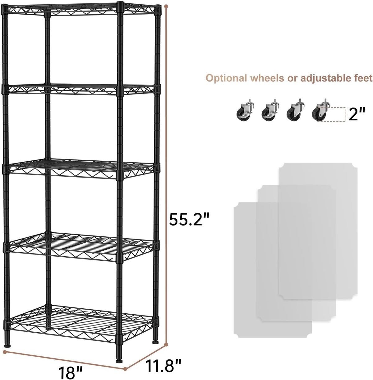SINGAYE 5 Small Wire Shelves Kitchen Pantry Close Home Organizers and Storage Bathroom Shelf Laundry Room Organization Adjustable Book Metal Garage Shelving Unit