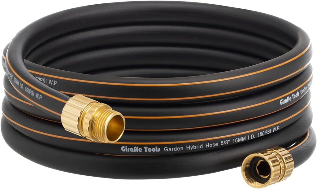 Giraffe Hybrid Leader Hose 5/8" x 15ft, Custom Length, NO Kink, Flexible, Leakproof Water Hose with Male to Female Fittings, 600 Burst PSI