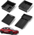 2025 Upgrade Center Console Organizer Tray for Tesla Model 3 Highland Accessories 2024 2026, Divided Storage Double Layer Space Slide smoothly - 4 PCS, Black