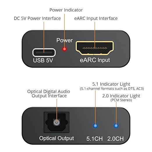 Neoteck ARC/eARC Audio Extractor, HDMI ACR Audio to Optical Extractor