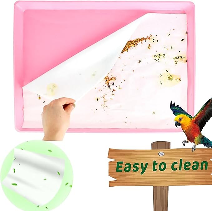 ZIQON 100 Pcs Bird Cage Liner Papers Big Size Cage Paper Liners Disposable Cage Paper Liners Precut Absorbent Cushion Pad Mat Accessories for Pet Bird Parrot