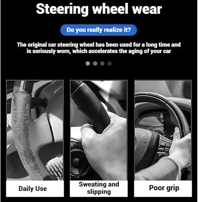 Leather Steering Wheel Cover 15 Inches Car Steering Wheel Cover Stretchy Easy Installation Durable Breathable Non-Slip for Honda Civic Accord Fit CRV HRV Pilot Odyssey Accessories -Grey