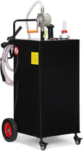 35 Gallon Gas & Diesel Fuel Caddy with Transfer Pump – Mobile Fuel Storage Tank with 4-Wheel Cart for Boats, Lawn Mowers, Snowblowers, Motorcycles & Construction Equipment - Black
