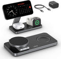 Foldable 3 in 1 Wireless Charging Station for Apple Magsafe Charger Stand,Fast Magnetic Wireless Charger Station for iPhone 17 Air 16 15 14 13 12 Series,Airpods Pro,Apple Watch Ultra (Pure Black)