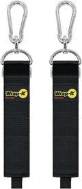 Hook 'n Hang Wrap-It Storage Straps - 24" (2-Pack) Black - Carabiner Straps for Cord Storage or Garden Hose Holder