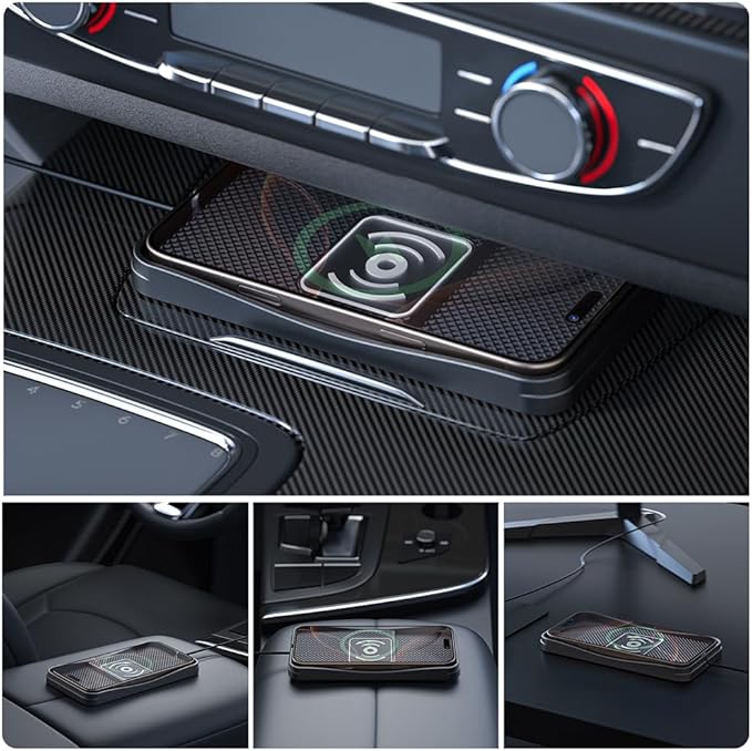 Car Wireless Charger Pad for Ford Explorer 2000-2026, Type-C/USB 20W Fast Wireless Car Charger Pad Non-Slip Cordless Charging Mat,B-30cm Cable USB Plug