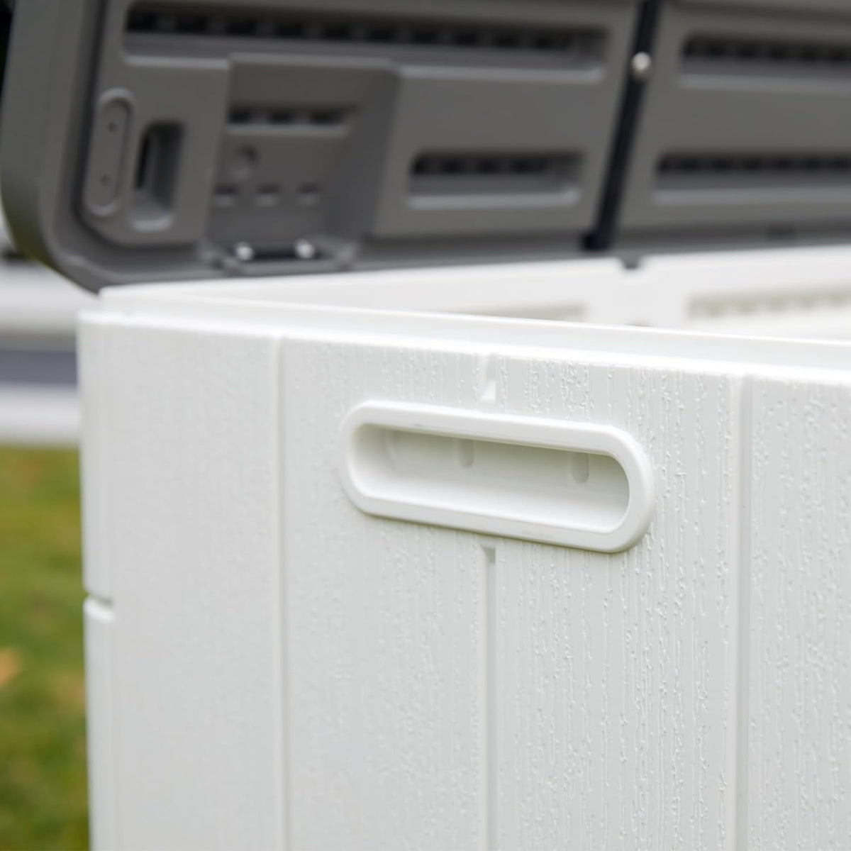 100 Gallon Outdoor Storage Box Waterproof Lockable Resin Deck Box Large, Patio Storage Bin for Pool Accessories Cushion Furniture, Garden Tools, UV-Resistant Outside Delivery Black&White