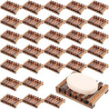 Skylety 30 Pieces Wooden Shower Soap Dish Bulk Soap Holder, Brown Color