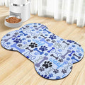 Dog Food Mats for Floors Waterproof, Pet Feeding Absorbent Water Bowl Mat Cat Placemats Blue Bone Shape 23.6 * 15.7 inch