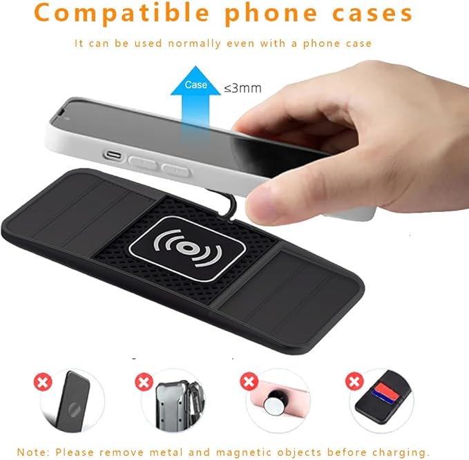 Wireless Charging Pad for Car for Kia K5 2021-2026, DIY Trim-to-Fit Slim Non Slip Fast Charger Car Wireless Charging Pad 30CM Cable,B 30cm USB Plug Cable