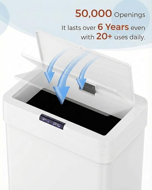 TLSUNNY 13.2 Gallon Motion Sensor Trash Can, Touchless Automatic Garbage Can
