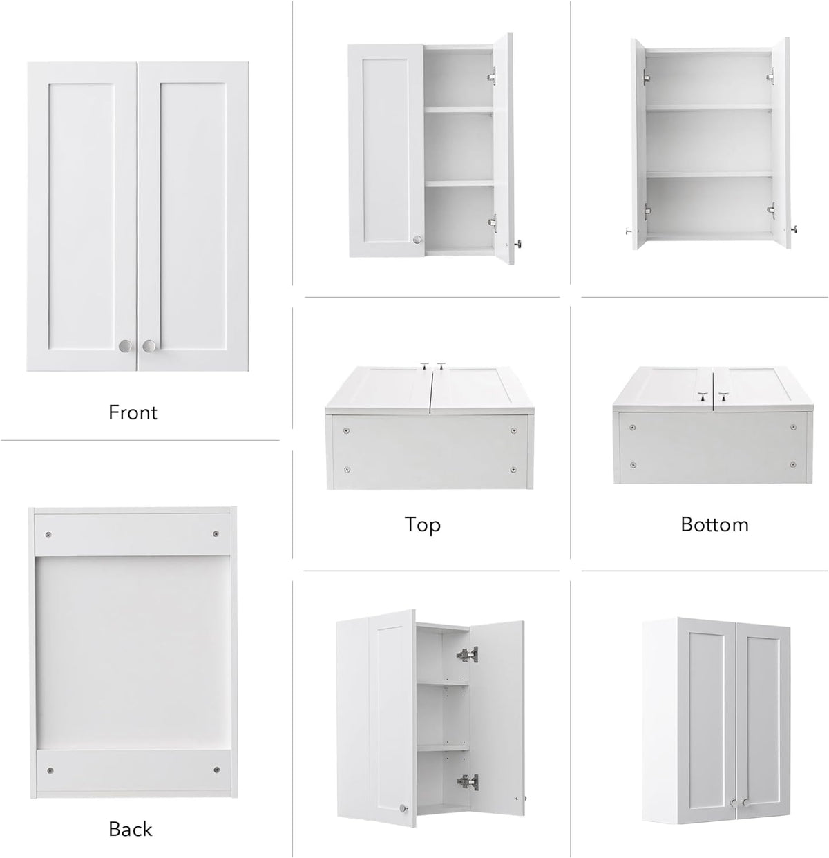White Wall Mount Cabinet, MDF Over The Toilet Storage Cabinet with Adjustable Shelves, Space Saver 2 Door Medicine Cabinet for Bathroom Laundry Kitchen, 19x 27in, No Paint Odor